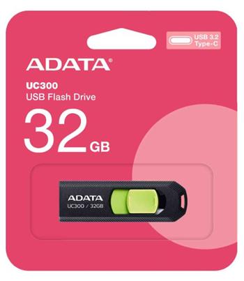 ADATA Flash Disk 32GB UC300, USB-C 3.2, černo-zelená