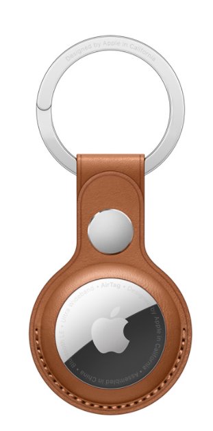 AirTag Leather Key Ring - Saddle Brown