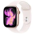 Apple Watch Series 11 Cellular (42mm) Růžově zlatý hliník se světle ruměným sportovním řemínkem S/M