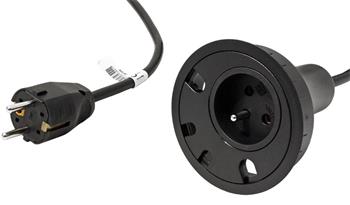 BACHMANN Systém LOOP IN, 1x zásuvka CZ, 4x průchodka, kabel 2m CEE7/7, černý