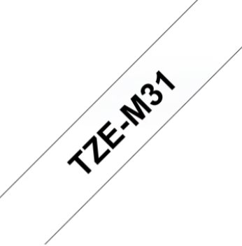 Brother TZe-M31, průsvitná matná / černá (12mm,laminovaná)