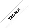 Brother TZe-M31, průsvitná matná / černá (12mm,laminovaná)
