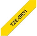 Brother TZe-S631, žlutá / černá (12mm, laminovaná, extrémně adhezivní)