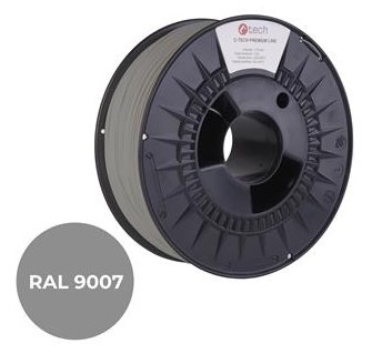 C-TECH PREMIUM LINE, PLA, šedý hliník, RAL9007, 1,75mm, 1kg