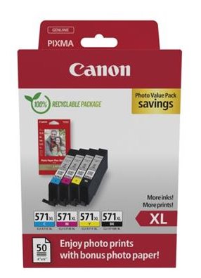 Canon inkoustová náplň CLI-571 C/M/Y/Bk XL PHOTO VALUE multipack