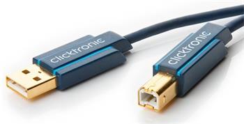 ClickTronic HQ OFC USB2.0 kabel, A-B, zlacené konektory, 3m