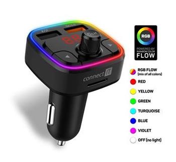 CONNECT IT CarRGB Bluetooth transmitter, 2xUSB+MicroSD, ČERNÝ