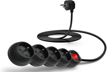 CONNECT IT CES-1011-BK Prodlužovací přívod 3m 4 zásuvky, vypínač, černý
