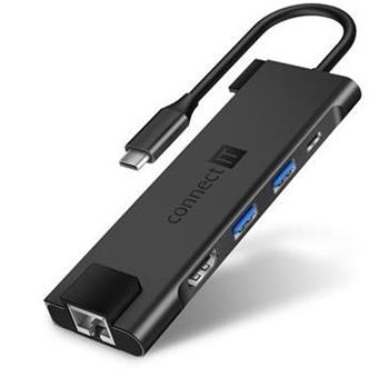 CONNECT IT Multi5in1 USB-C hub, 5v1 (USB-C, 2xUSB-A, HDMI, RJ45), externí, antracitová