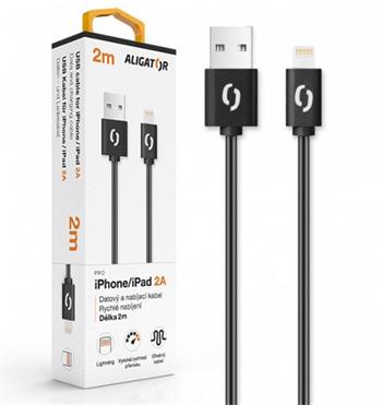 Datový a nabíjecí kabel Lightning 2A, 2m, černá