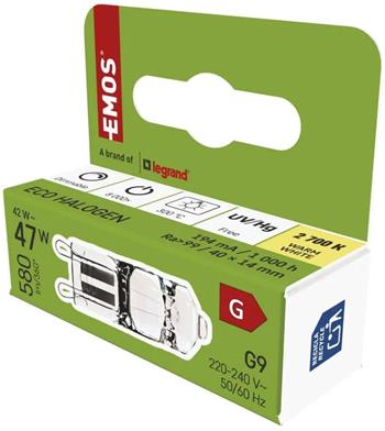 Emos Halogenová žárovka JC 42W G9 teplá bílá