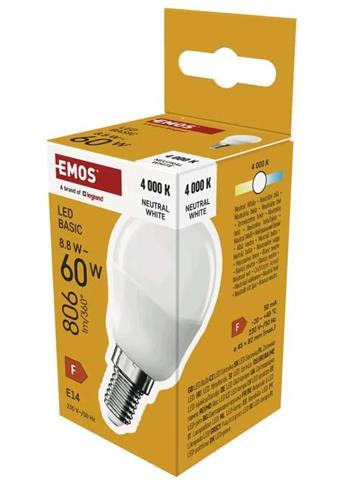 Emos LED žárovka Basic MINI GLOBE E14 / 8,8 W (60 W) / 806 lm / Neutrální bílá