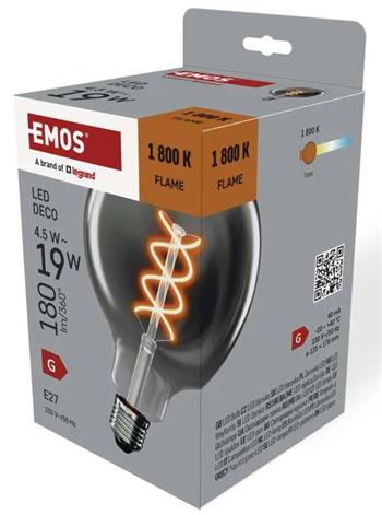 Emos LED žárovka DECO SMOKED G125 / E27 / 4,5 W (19 W) / 180 lm / flame