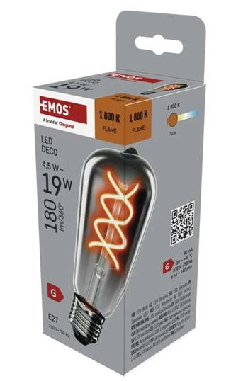 Emos LED žárovka DECO SMOKED ST64 / E27 / 4,5 W (19 W) / 180 lm / flame