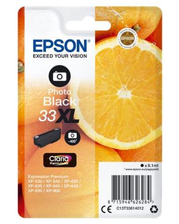 Epson Singlepack Photo Black 33XL Claria Prem. Ink