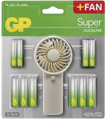 GP SUPER alkalická baterie AA 12 + AAA 12 + Fan BL