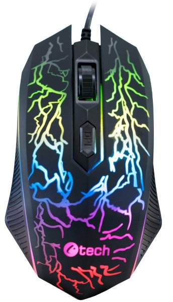 Herní myš C-TECH Tychon (GM-03P), casual gaming, herní, 7 barev podsvícení, 3200DPI, USB