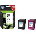 HP 301 Ink Cartridge Combo 2-Pack Black/Tri-color, N9J72AE