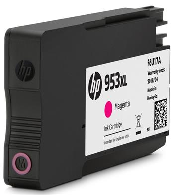 HP 953XL High Yield Magenta Original Ink Cartridge, F6U17AE