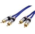 InLine Premium audio kabel 2x cinch(M)- 2x cinch(M), zlacené konektory, 30m, modrý
