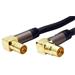 Kabel anténní TV, 135dB, 4x stíněný, zlacený, IEC169-2, M-F lomené konektory, 2m, + redukce M-M