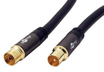 Kabel anténní TV, 135dB, 4x stíněný, zlacený, M-F, 2m