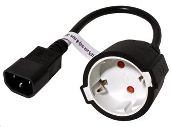 Kabel síťový pro výstup UPS, IEC320 C14-CEE 7/3(F), 0,3m, černý
