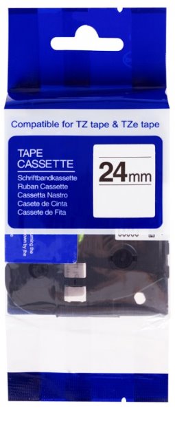 Kompatibilní PRINTLINE páska s Brother HSe-251, 24mm, černý tisk/ bílý podklad, bužírka