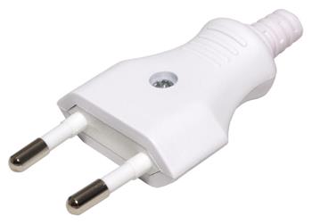 Konektor síťový 250V/2,5A, samec, CEEE 7/16, na kabel, bílý
