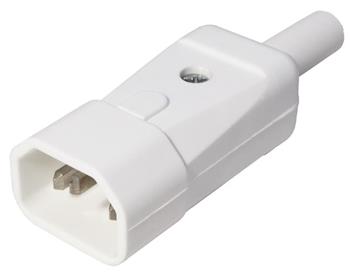 Konektor síťový IEC320 C14 samec, 250V/10A, na kabel, bílý