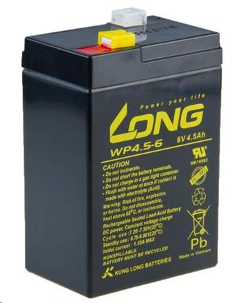 Long 6V 4,5Ah olověný akumulátor F1 (WP4.5-6)