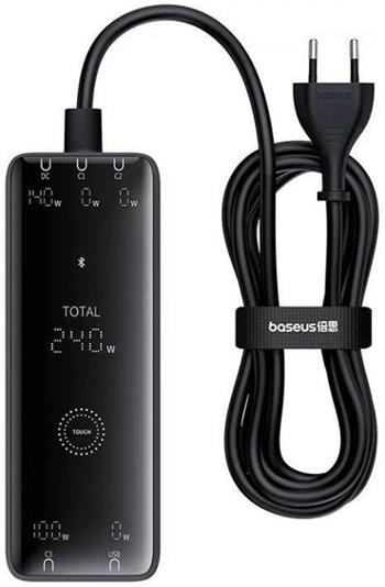 Nabíjecí stanice Baseus GaN Digital 240W 3xUSB-C, 1xUSB, 1xDC černá