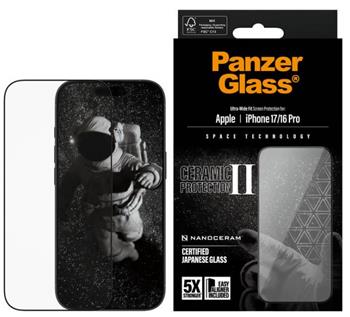 PanzerGlass Ceramic II na Apple iPhone 17/16 Pro s instalačním rámečkem