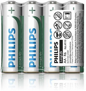 Philips baterie AA LongLife zinkochloridová - 4ks, tužka