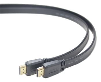 PremiumCord HDMI High Speed + Ethernet plochý kabel, zlacené konektory, 5m