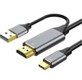 PremiumCord HDMI2.0 na USB-C kabel pro monitory s USB-C konektorem, 4K@60Hz,1080p Aluminium 2m