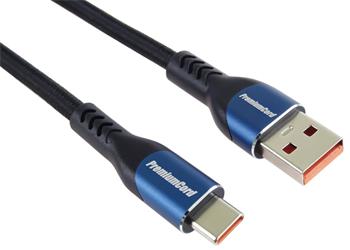 PremiumCord Super fast charging 5A kabel USB-C - USB 2.0 A bavlněný oplet 2m