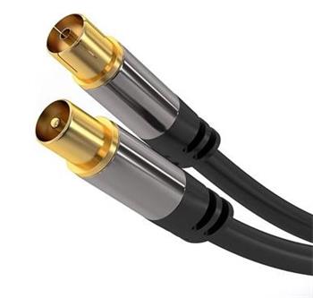 PremiumCord TV antenní HQ propojovací kabel M/F 75Ohm (135dB) 4x stíněný 1,5m