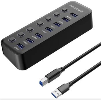 PremiumCord USB 3.2 Superspeed HUB 7-portový s vypínači portů