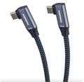 PremiumCord USB-C 2x zahnutý kabel ( USB 3.2 GEN 2x2, 5A, 100W, 20Gbit/s ) bavlněný oplet, 2m