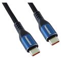 PremiumCord USB-C kabel ( USB 3.2 GEN 2x2, 5A, 100W, 20Gbit/s ) 2m, bavlněný oplet ku31cry2