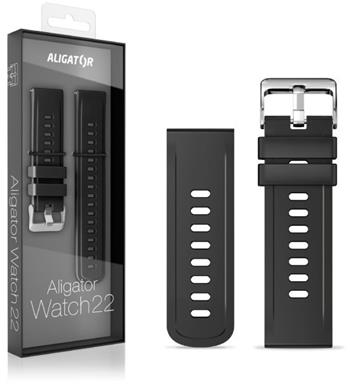 Řemínek silikonový ALIGATOR 22mm, černý