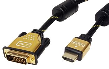 Roline Gold DVI-HDMI kabel, DVI-D(M) - HDMI M, 1m