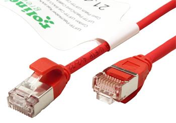 Roline GREEN U/FTP patchkabel kat. 6a, tenký, LSOH, 0,3m, červený