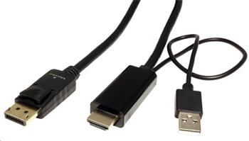 ROLINE HDMI -> DisplayPort kabel, HDMI A(M) -> DP(M), 4K@60Hz, 1m