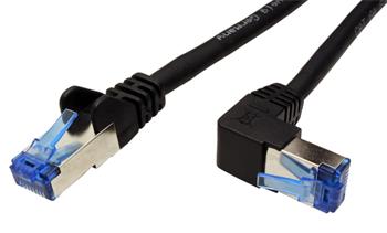 S/FTP patchkabel kat.6a, lomený konektor, 2m, černý