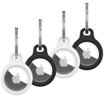 Silikonové pouzdro FIXED silky pro Apple AirTag 4ks, 2x černé + 2x bílé
