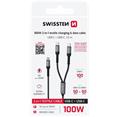 Swissten nabíjecí kabel 2v1 100W USB-C / 2x USB-C 1,5 M černý