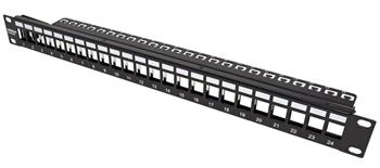 TRENDnet Patchpanel pro keystone 19", STP, 24 portů, neosazený, černý