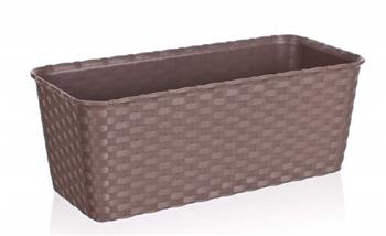 Truhlík samozavlažovací Rattan 30 cm, světle hnědý